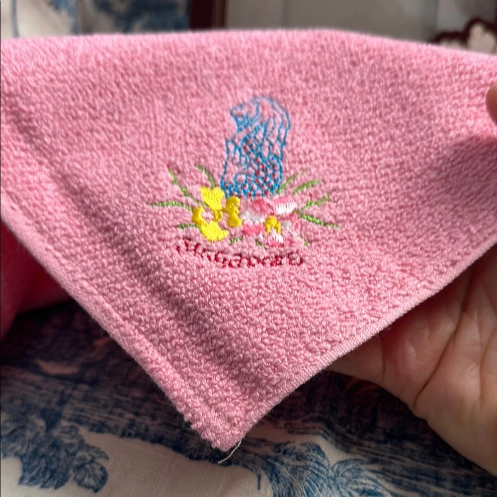 Singapore Souvenir Embroidered Pink Hand Towel